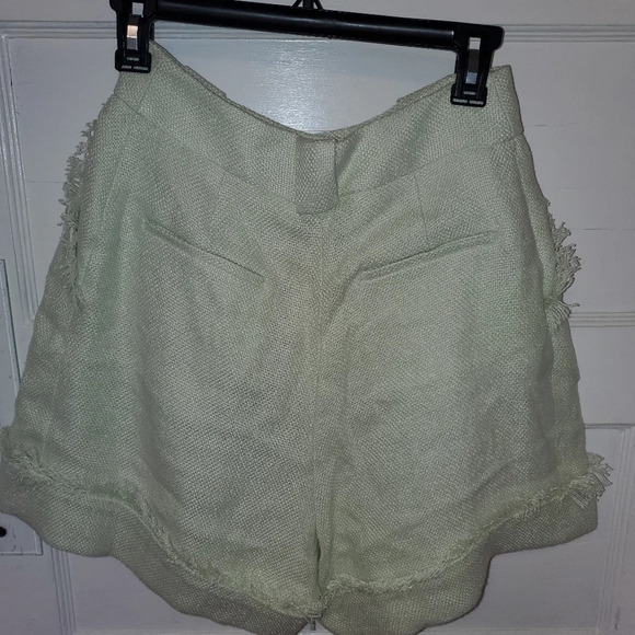 Linen hi waist cuffed shorts boho preppy mint sz s NWT - Picture 5 of 9